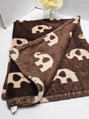 Brown Cream Ivory Animal Elephant Baby Blanket Boy Girl Plush Tiddliwinks Lovey